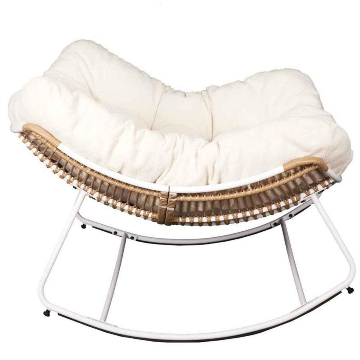 Paris Prix Fauteuil Design  Odin  110cm Naturel & Blanc