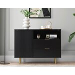 BEST MOBILIER Monica - buffet - noir - 2 tiroirs, 1 porte et 1 niche - 107 cm. Coloris disponibles : Noir