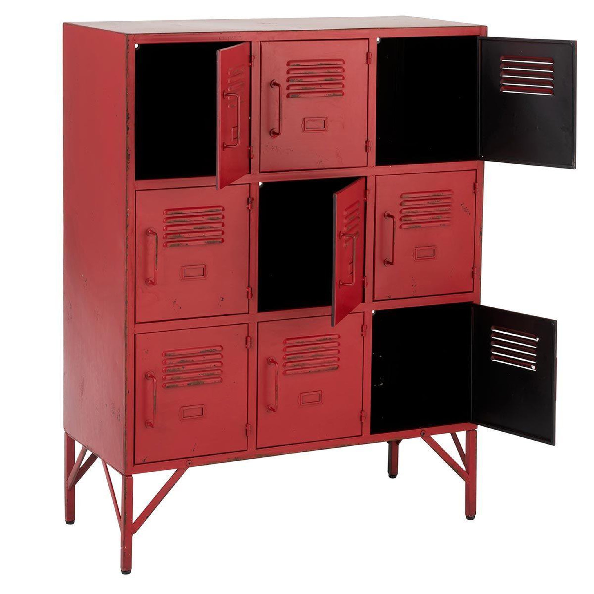 Voir la diapositive 4 : J-LINE Commode 9 portes en métal  pulgar  113cm rouge
