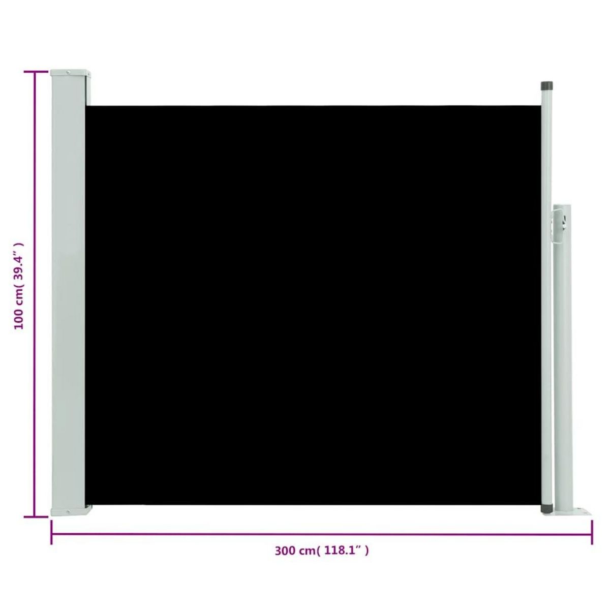 VIDAXL Auvent lateral retractable de patio 100x300 cm Noir