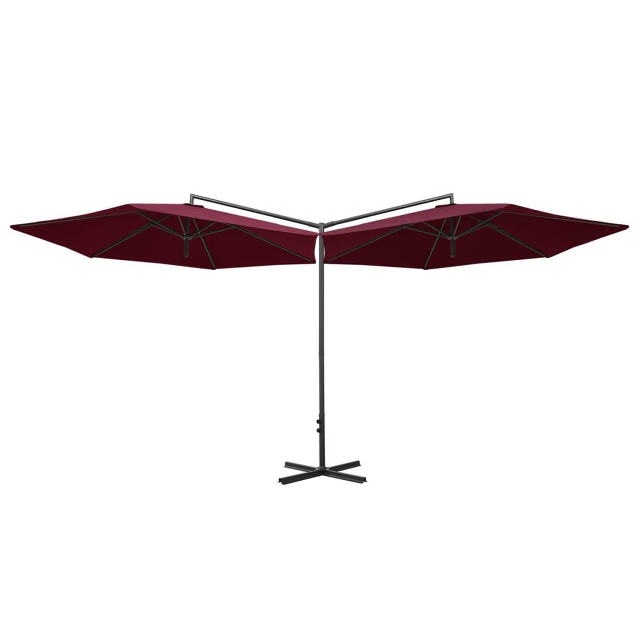 Voir la diapositive 3 : VIDAXL Parasol de jardin double et mat en acier Rouge bordeaux 600 cm