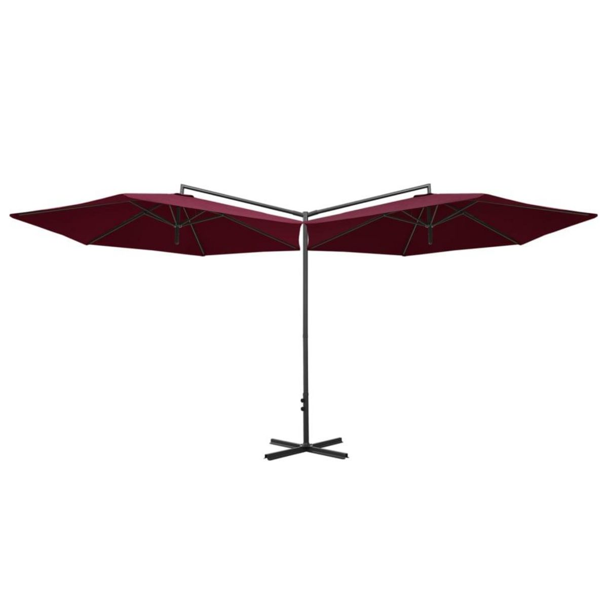 VIDAXL Parasol de jardin double et mat en acier Rouge bordeaux 600 cm