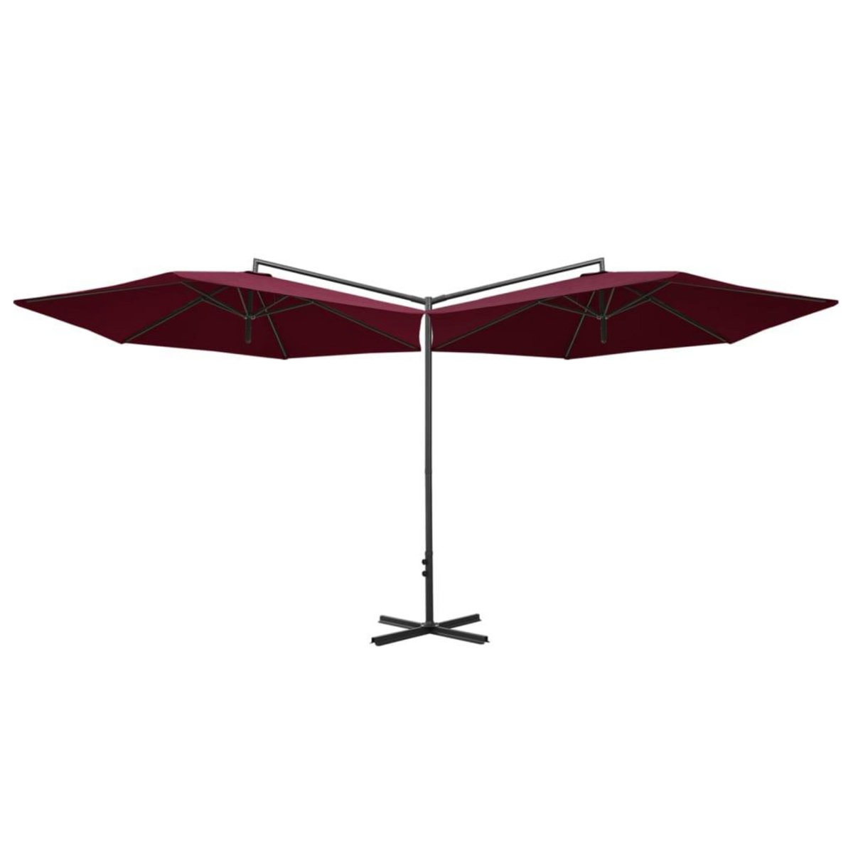 VIDAXL Parasol de jardin double et mat en acier Rouge bordeaux 600 cm