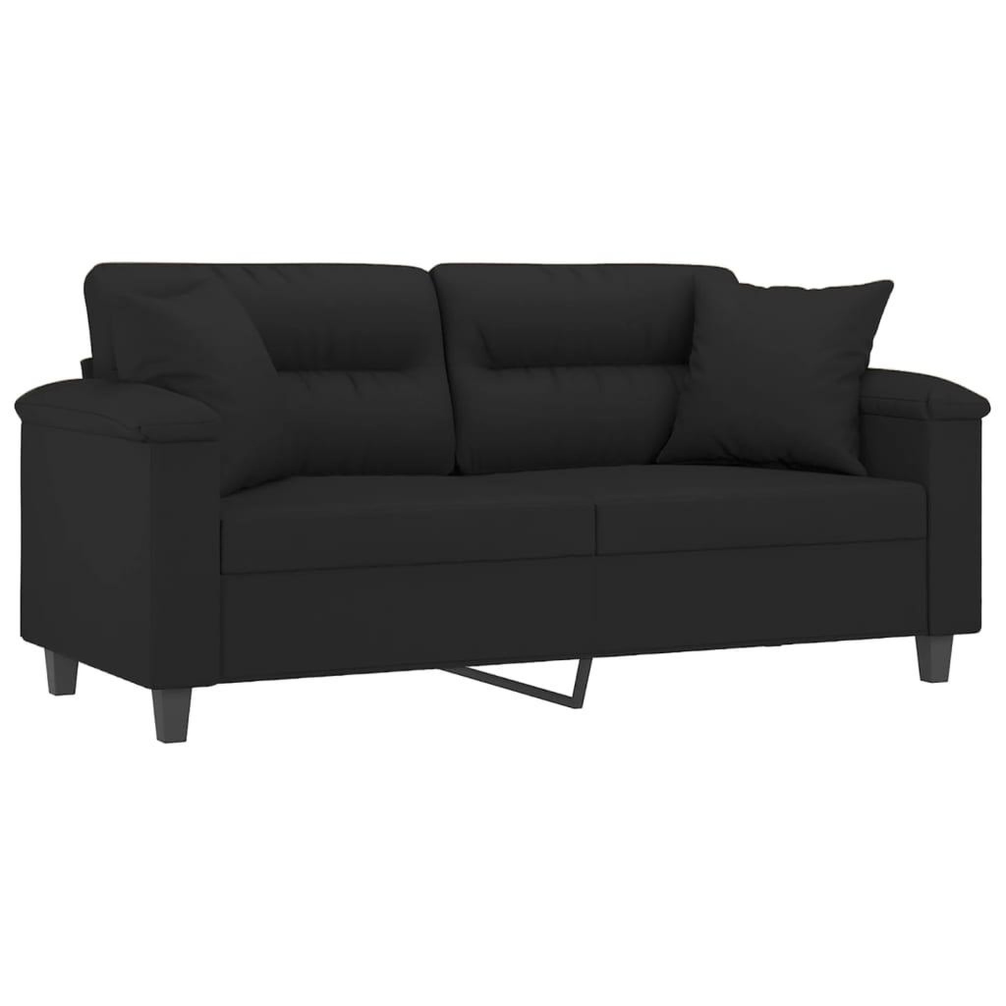 Voir la diapositive 3 : VIDAXL Canape 2 places avec oreillers noir 140 cm tissu microfibre