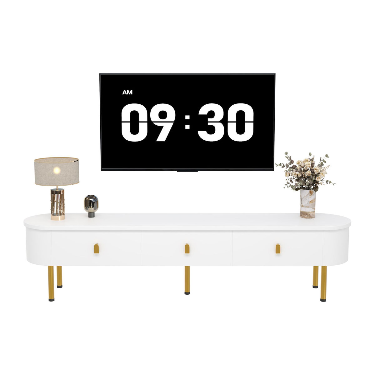 MERAX Meuble tv blanc 174 cm mdf