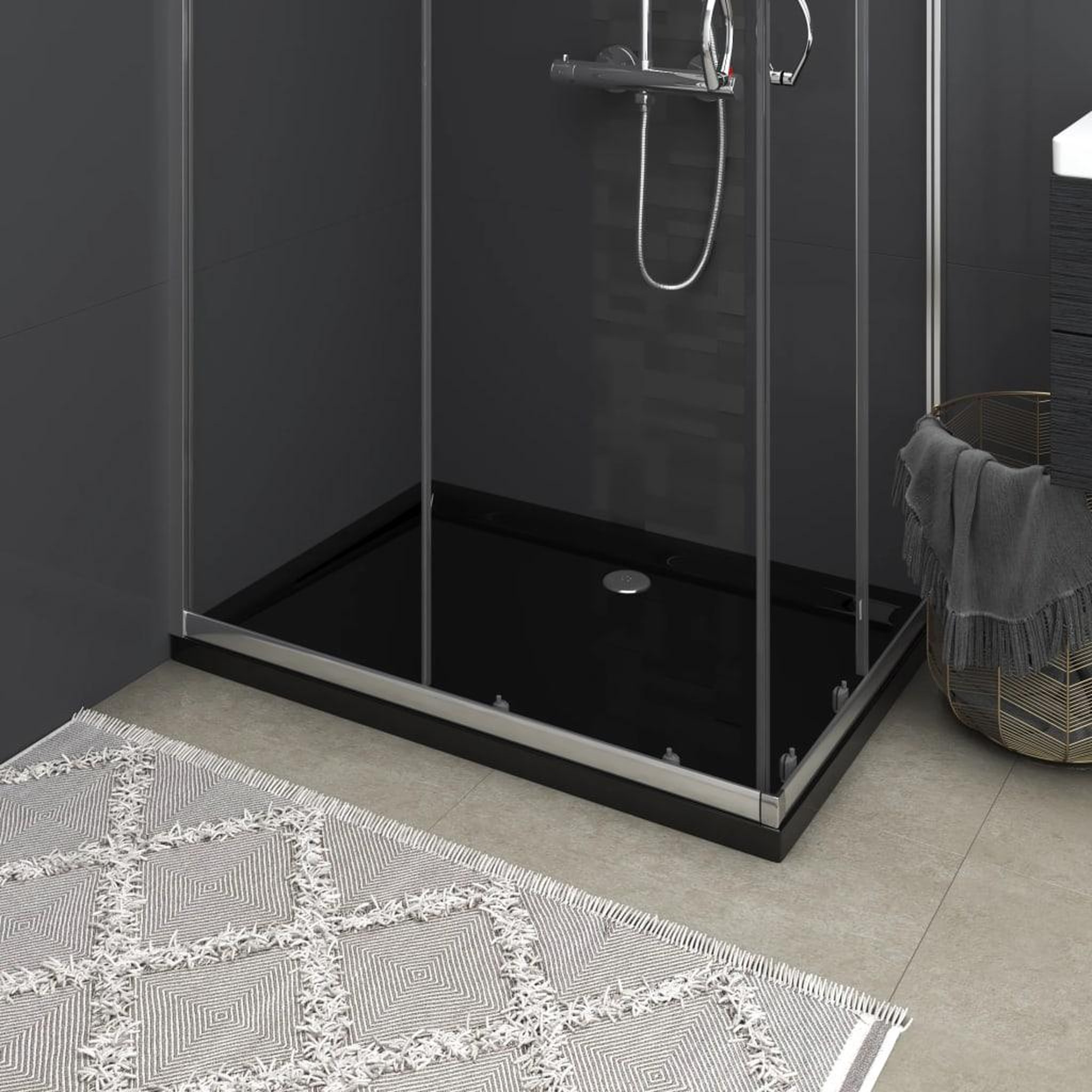 Voir la diapositive 1 : VIDAXL Receveur de douche rectangulaire ABS Noir 80x110 cm