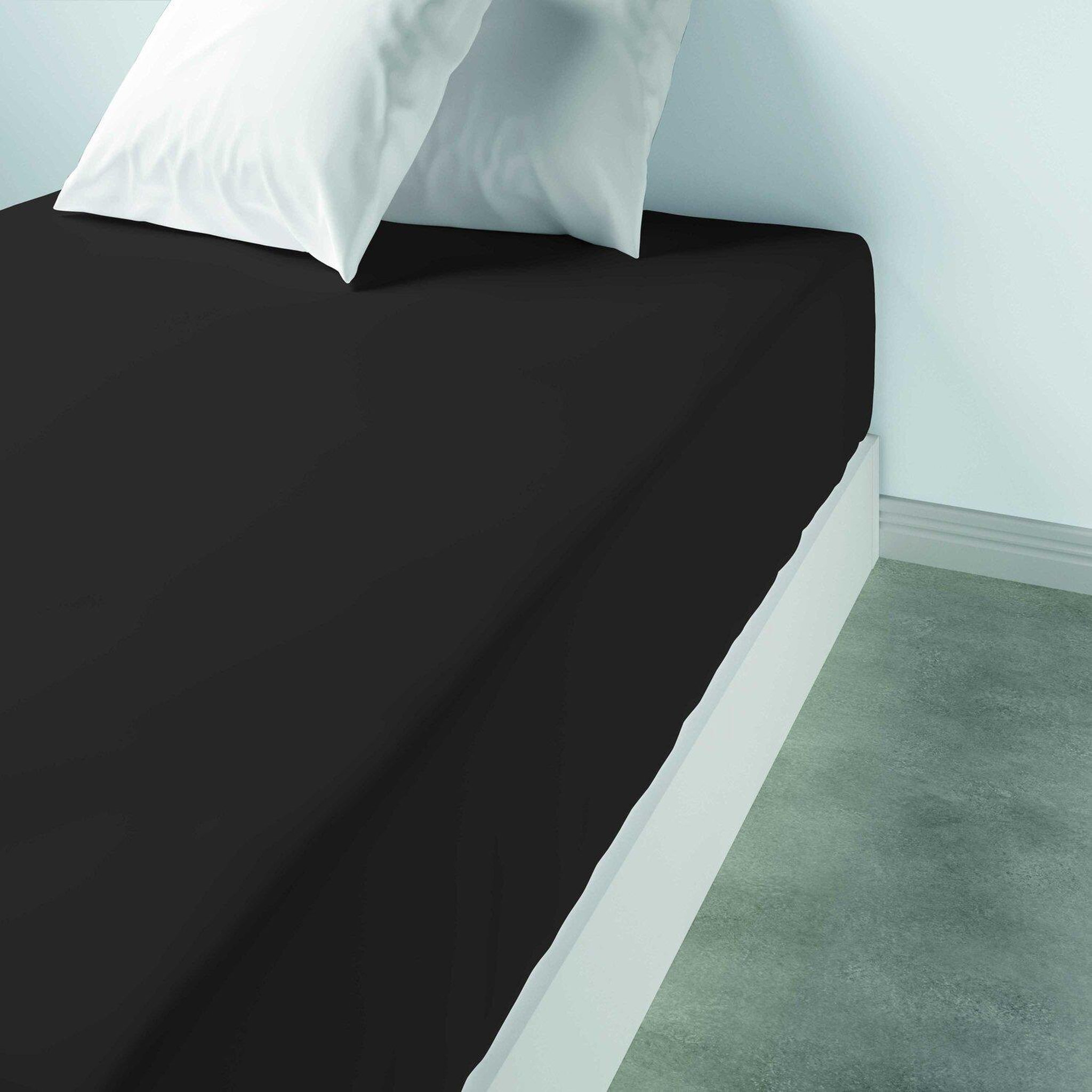 Voir la diapositive 2 : Les Ateliers du Linge Drap housse 100% coton 115g 57fils