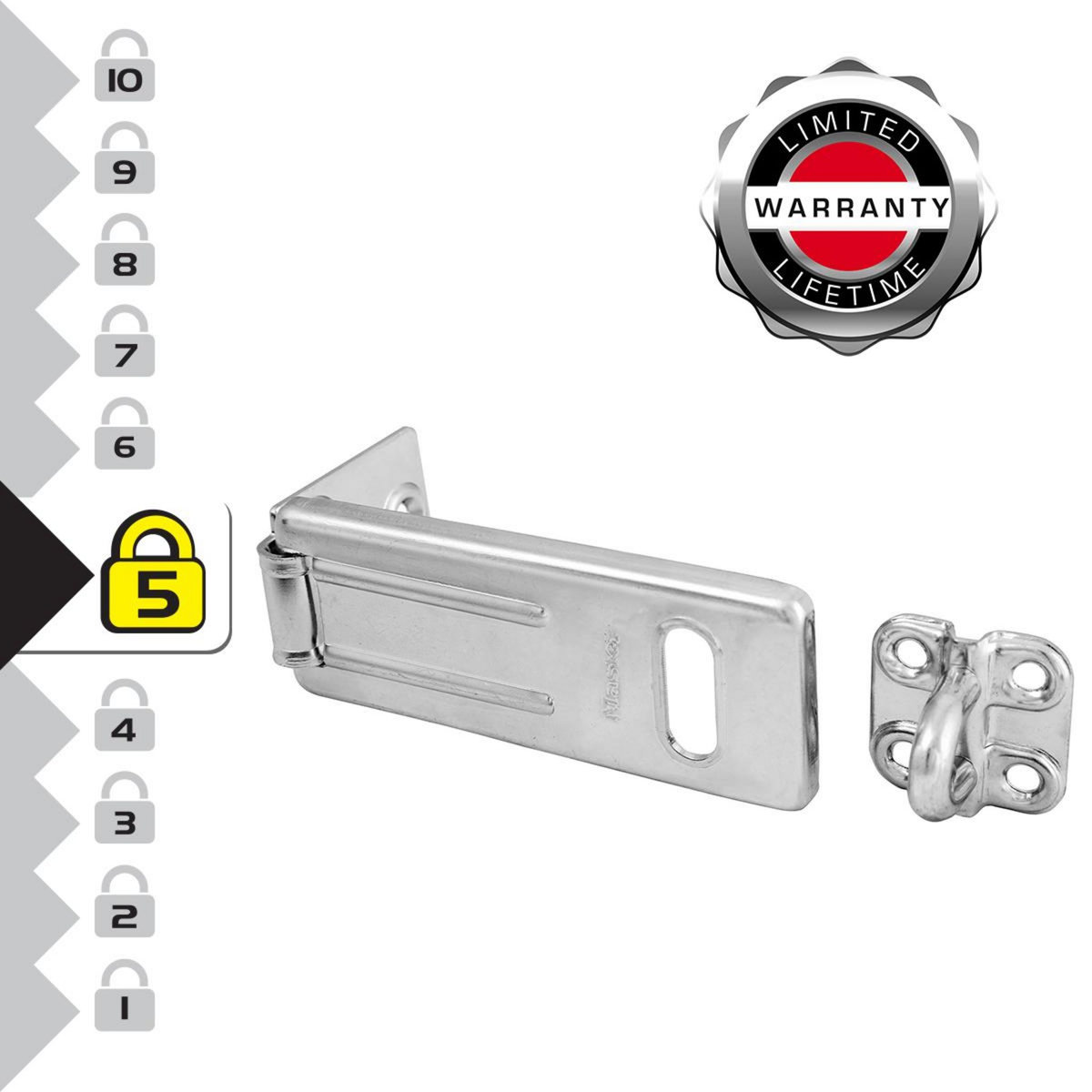 Master lock 703EURD Moraillon pour Verrouillage de Porte Extérieure, 8,9 x 3,5 cm