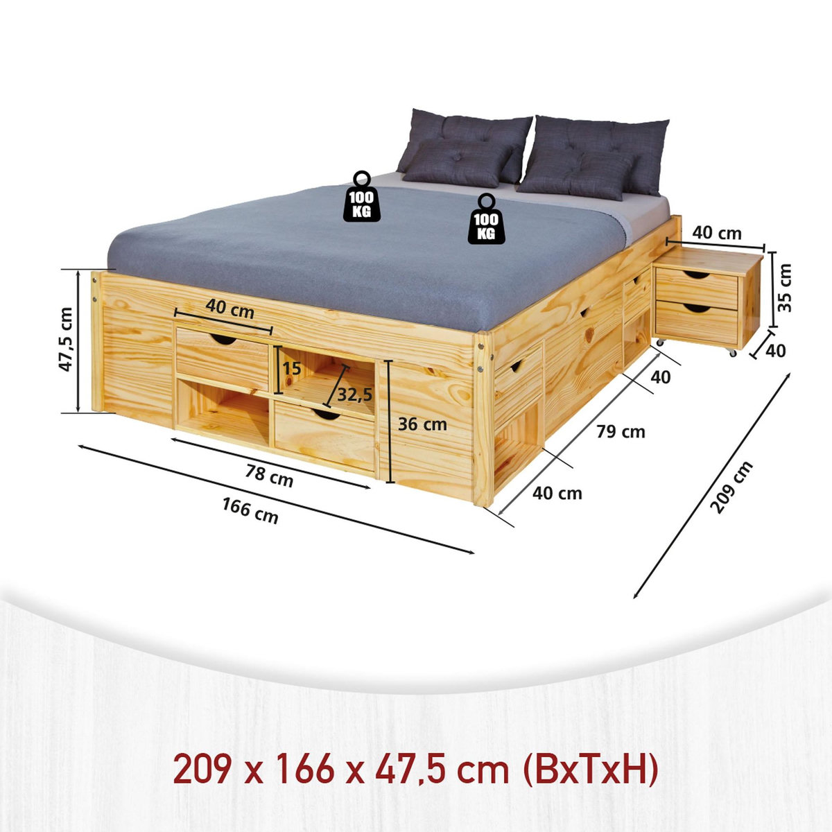 INTERLINK Lit fonctionnel CLAAS 160x200