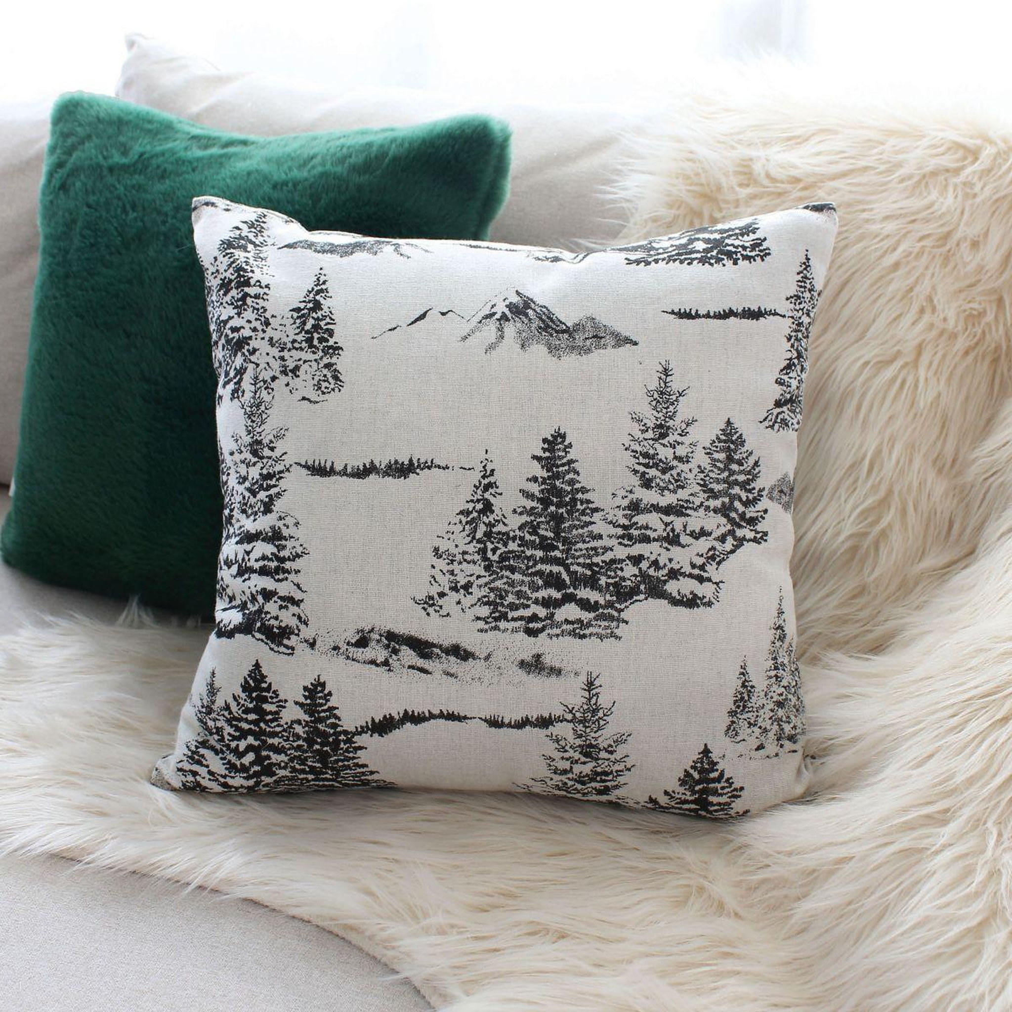 Voir la diapositive 3 : ENJOY HOME Coussin déco de noël  ebène  40x40cm écru & anthracite