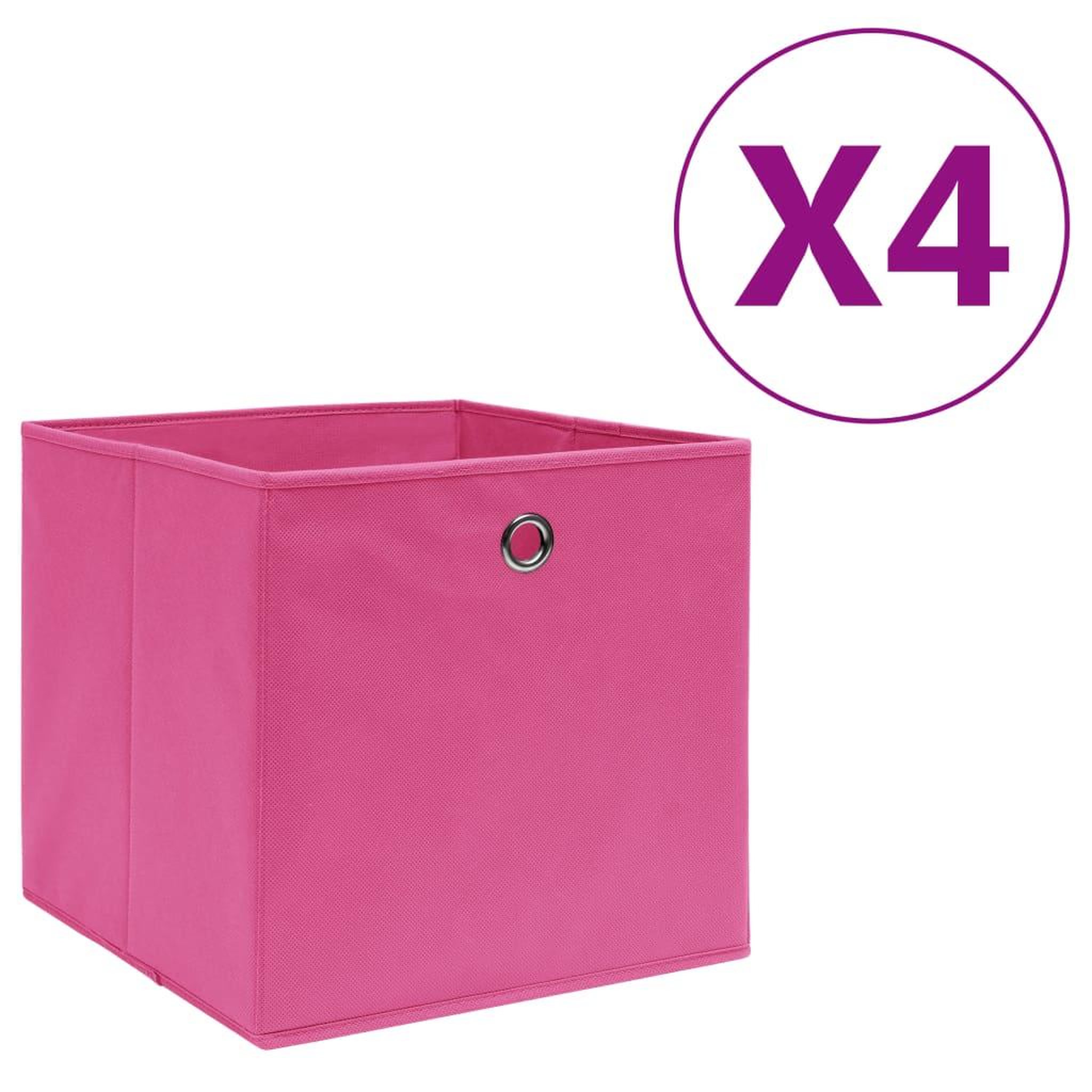 Voir la diapositive 1 : VIDAXL Boîtes de rangement 4 pcs Tissu intisse 28x28x28 cm Rose