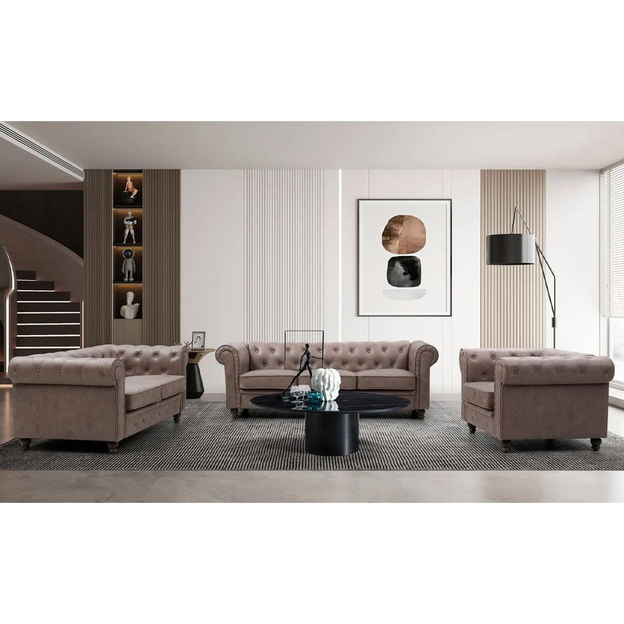 Voir la diapositive 6 : Paris Prix Canapé 3 places  chesterfield  209cm marron vintage