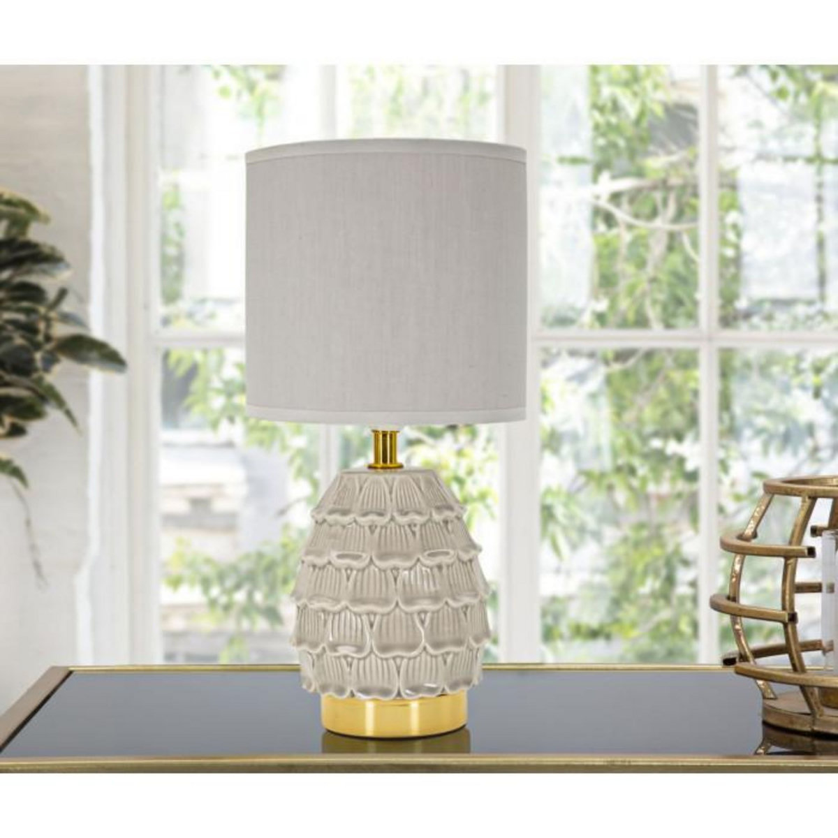 Paris Prix Lampe à Poser en Céramique  Pigny  30cm Crème