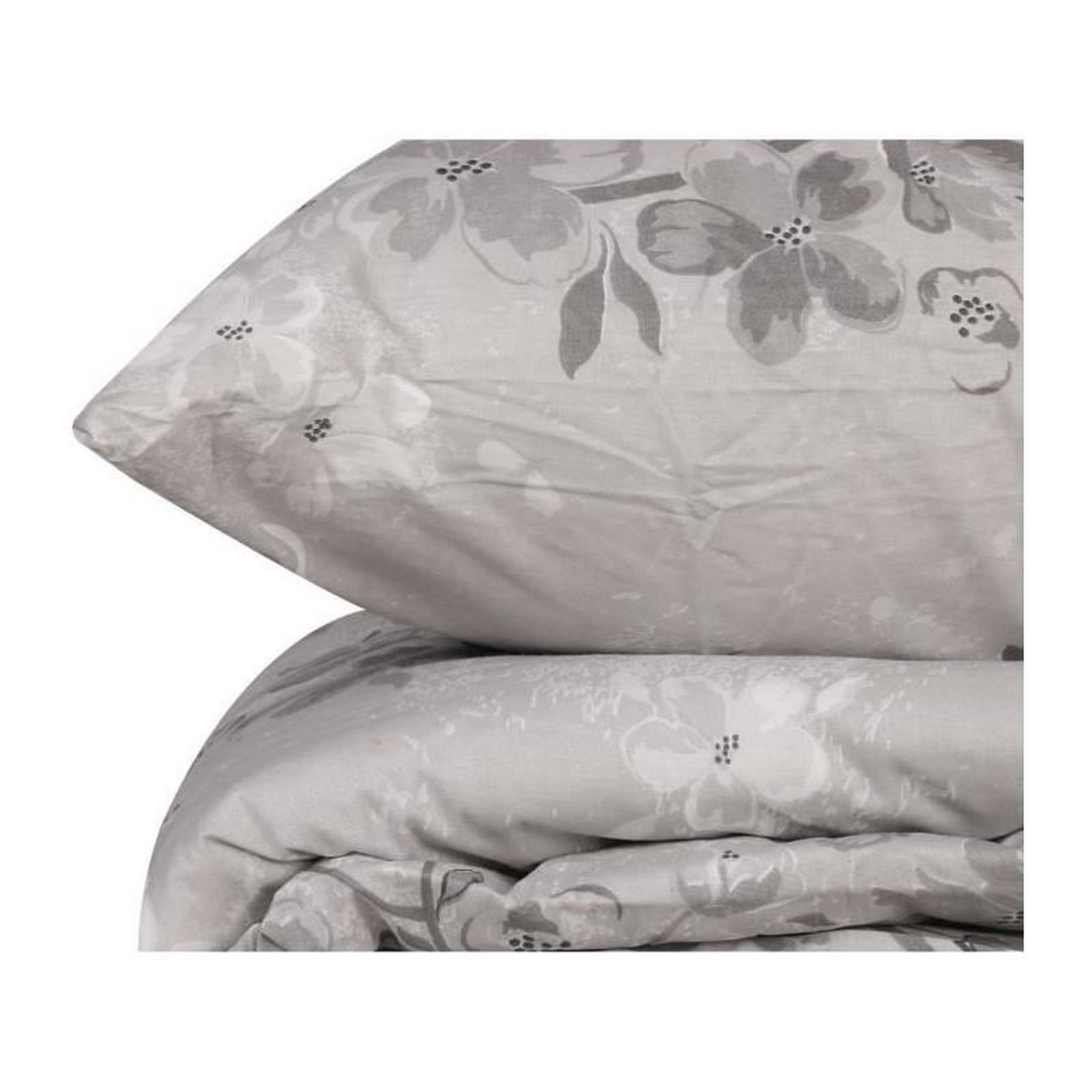 Voir la diapositive 3 : GENERIQUE Parure de lit - 1 housse de couette 220 x 240 cm + 2 taies d'oreiller 60 x 60 cm - 100% coton renforcé - Gris