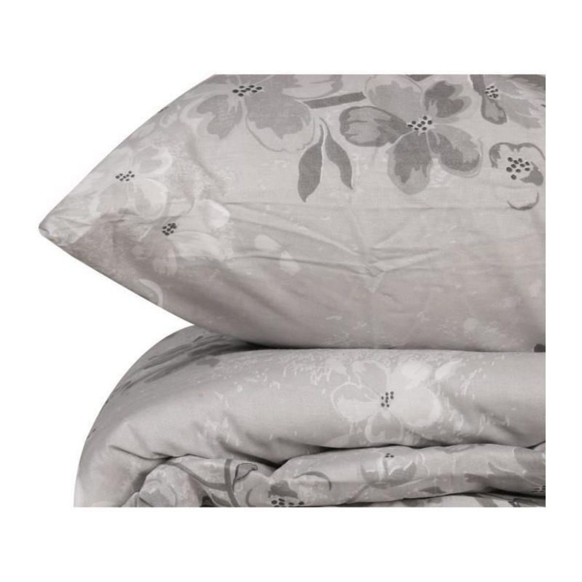 GENERIQUE Parure de lit - 1 housse de couette 220 x 240 cm + 2 taies d'oreiller 60 x 60 cm - 100% coton renforcé - Gris