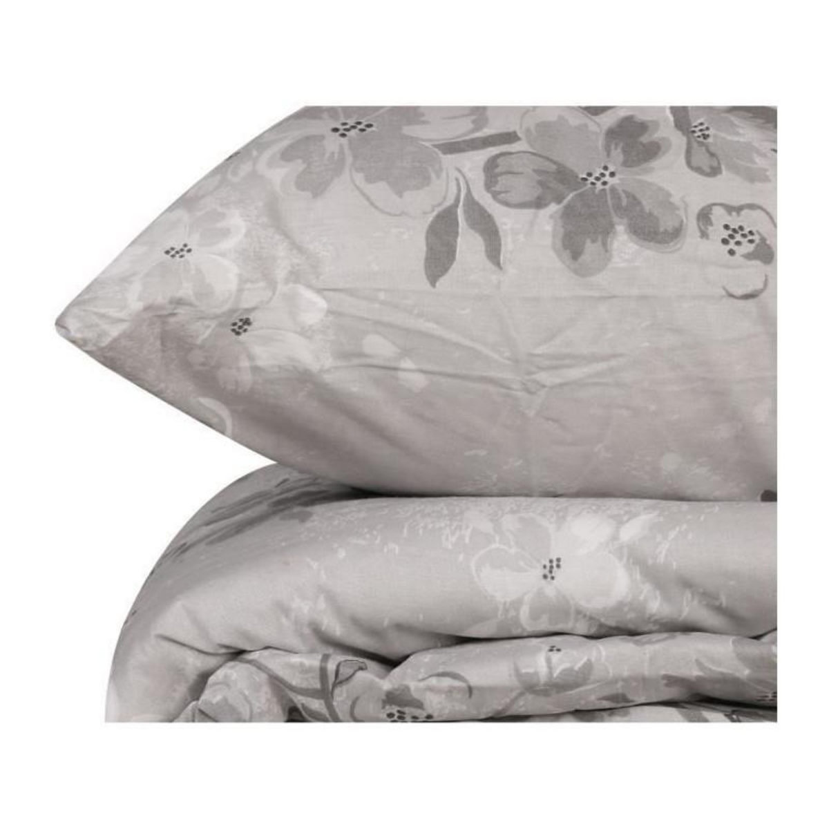 GENERIQUE Parure de lit - 1 housse de couette 220 x 240 cm + 2 taies d'oreiller 60 x 60 cm - 100% coton renforcé - Gris