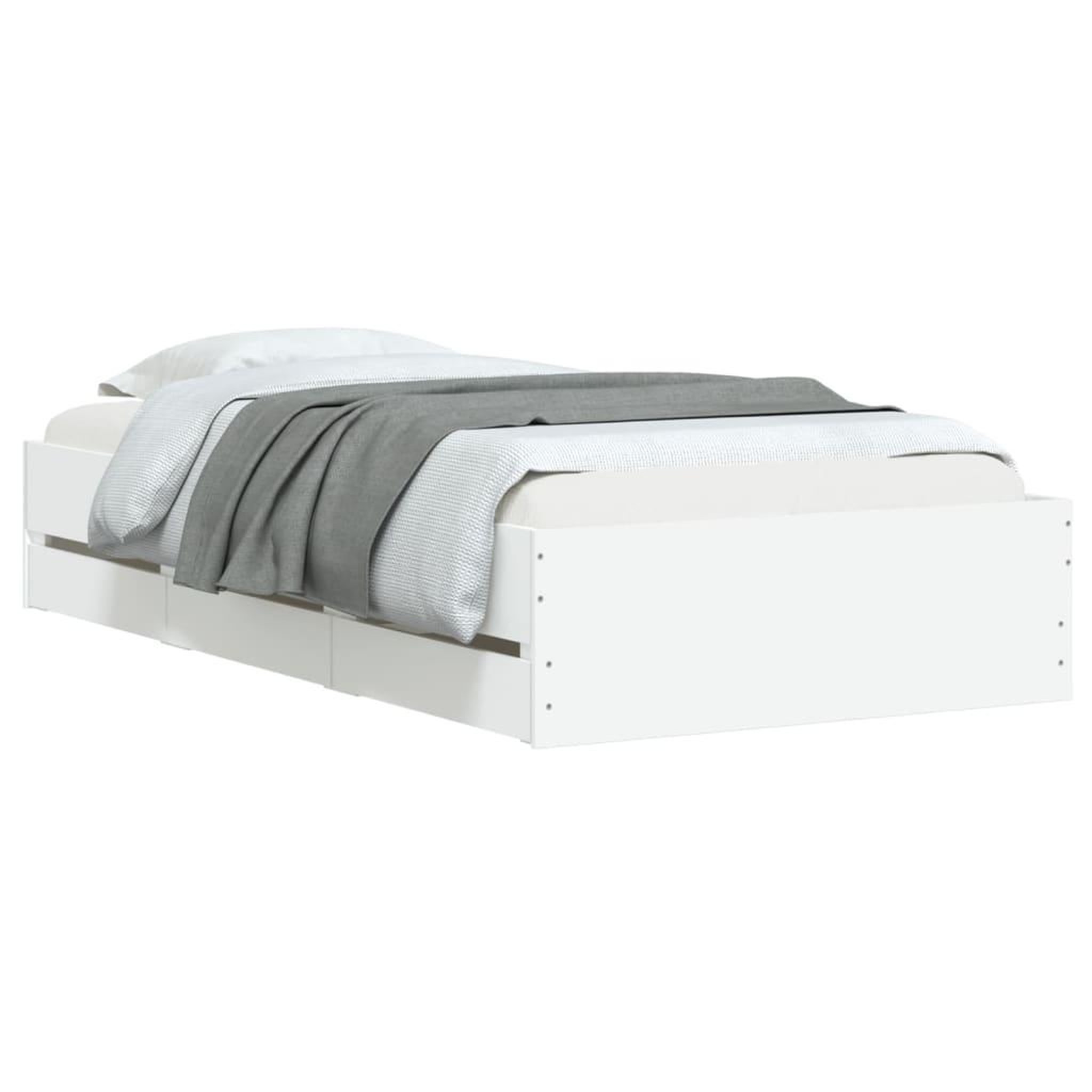 Voir la diapositive 3 : VIDAXL Cadre de lit avec tiroirs sans matelas blanc 75x190 cm
