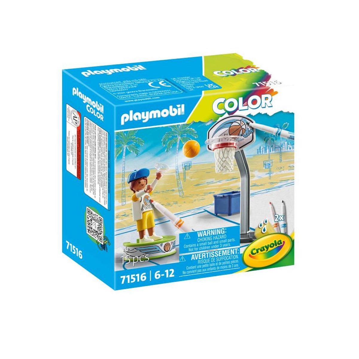 PLAYMOBIL 71516 Color - Joueur de basket avec panier