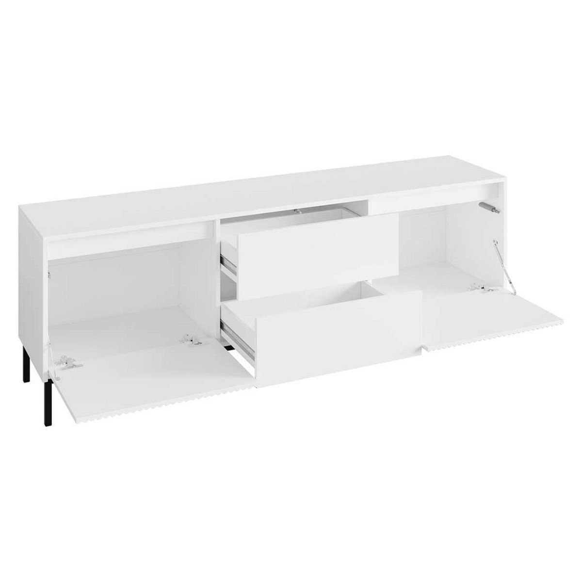 BEST MOBILIER Girona - meuble tv - blanc - 2 portes et 2 tiroirs - 174 cm