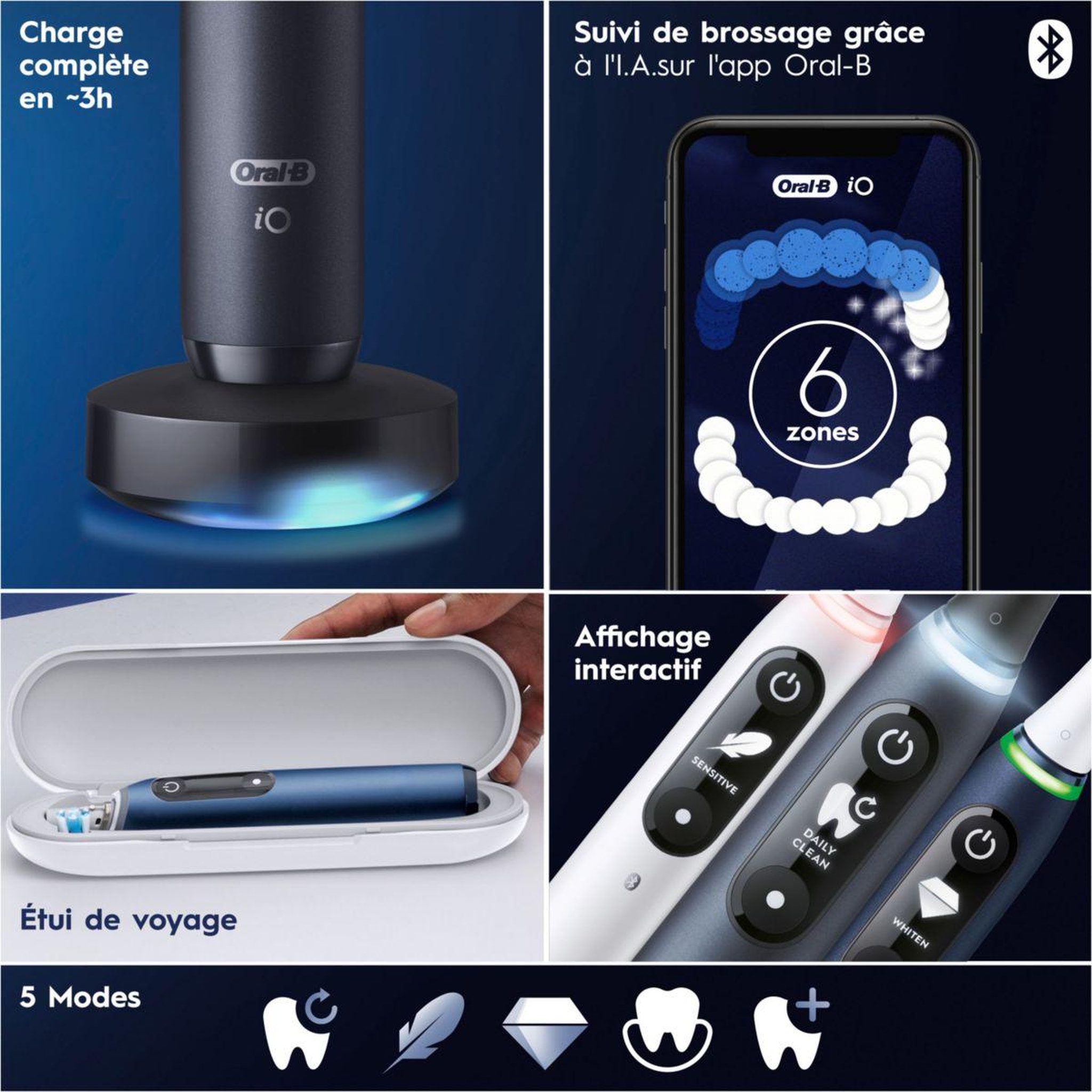 Voir la diapositive 5 : ORAL B Brosse à dents électrique IO 7 Bleu saphir edition cadeau