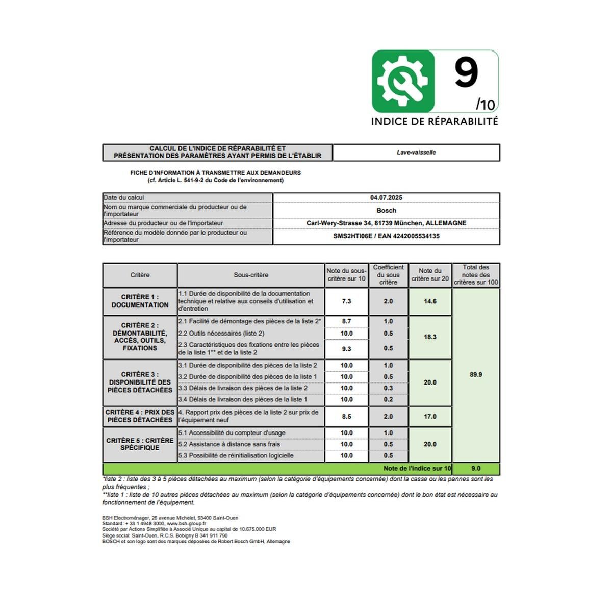 BOSCH Lave-vaisselle 60cm 13 couverts 46db acier brossé - SMS2HTI06E