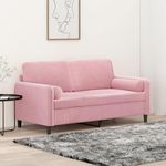 VIDAXL Canape 2 places avec oreillers decoratifs rose 140 cm velours