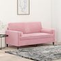 Voir la diapositive 1 : VIDAXL Canape 2 places avec oreillers decoratifs rose 140 cm velours