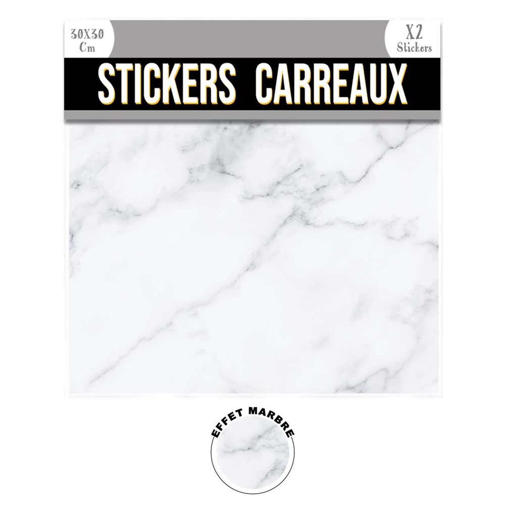 SUD TRADING 2 stickers effet marbre - 30 x 30 cm - blanc