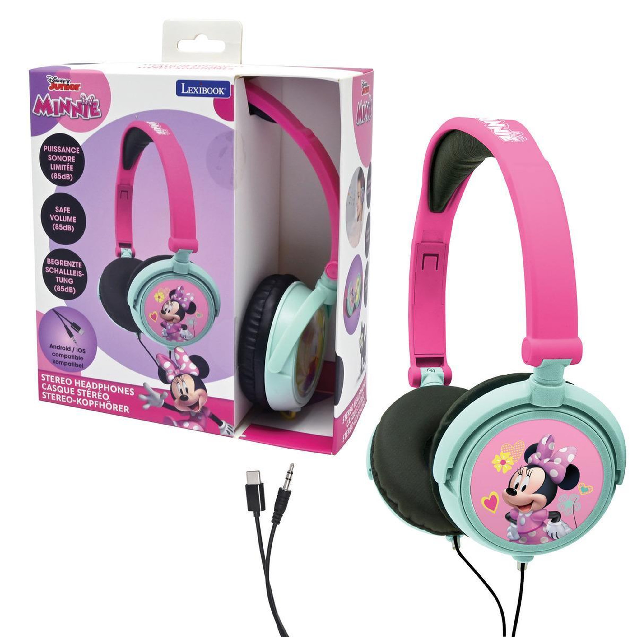 Voir la diapositive 4 : Lexibook Casque stéréo filaire pliable Minnie Mouse avec limitation de volume d'écoute