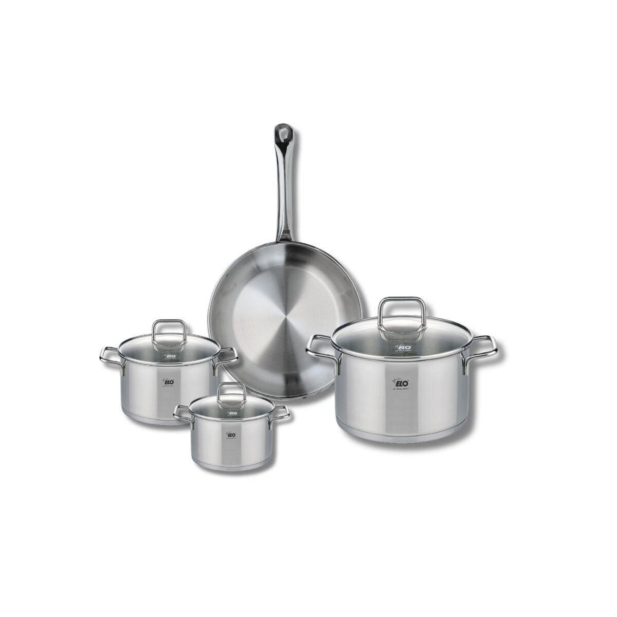 ELO Ensemble de 1 Poêle de cuisson 24 cm et 3 faitouts 12, 14 et 20 cm Elo Profi Citrin