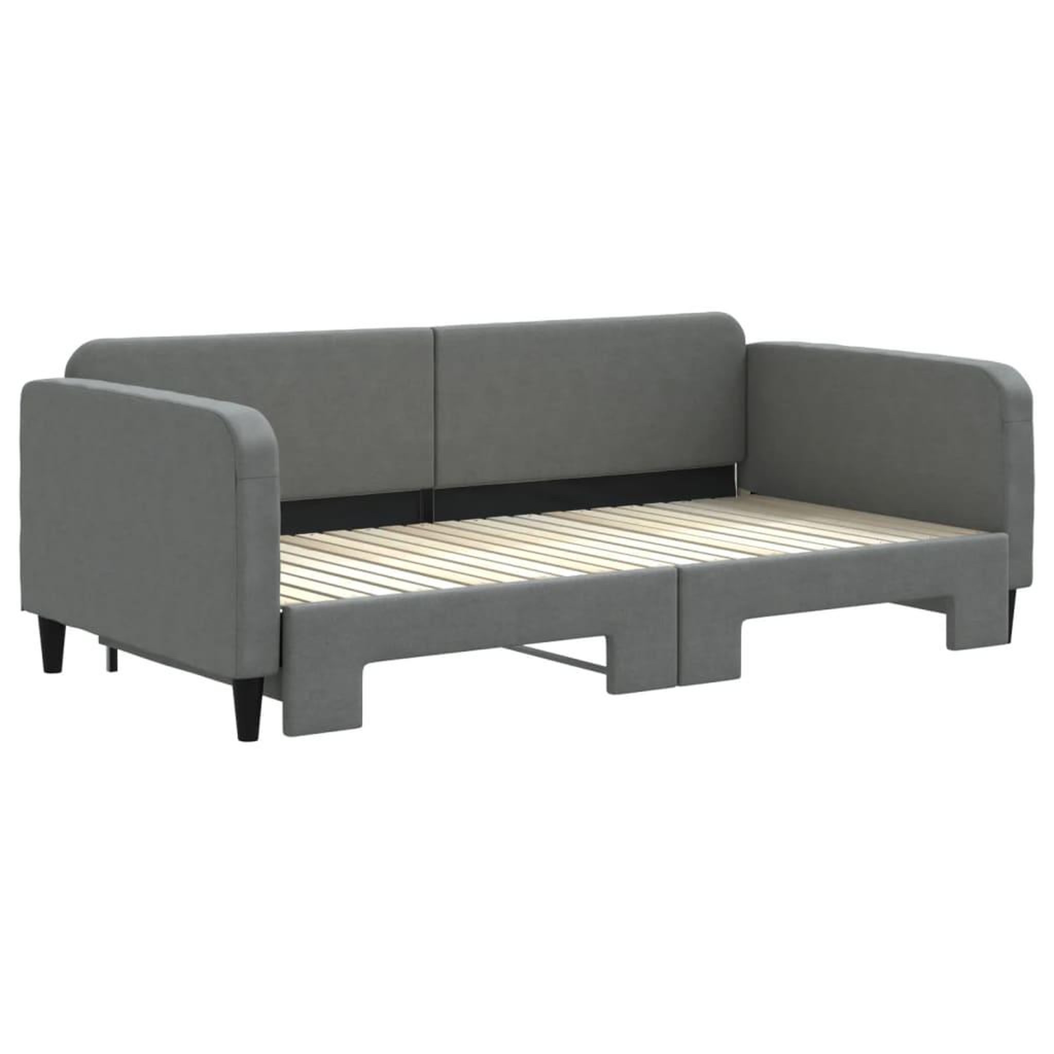 Voir la diapositive 3 : VIDAXL Lit de jour avec gigogne sans matelas gris fonce 100x200 cm
