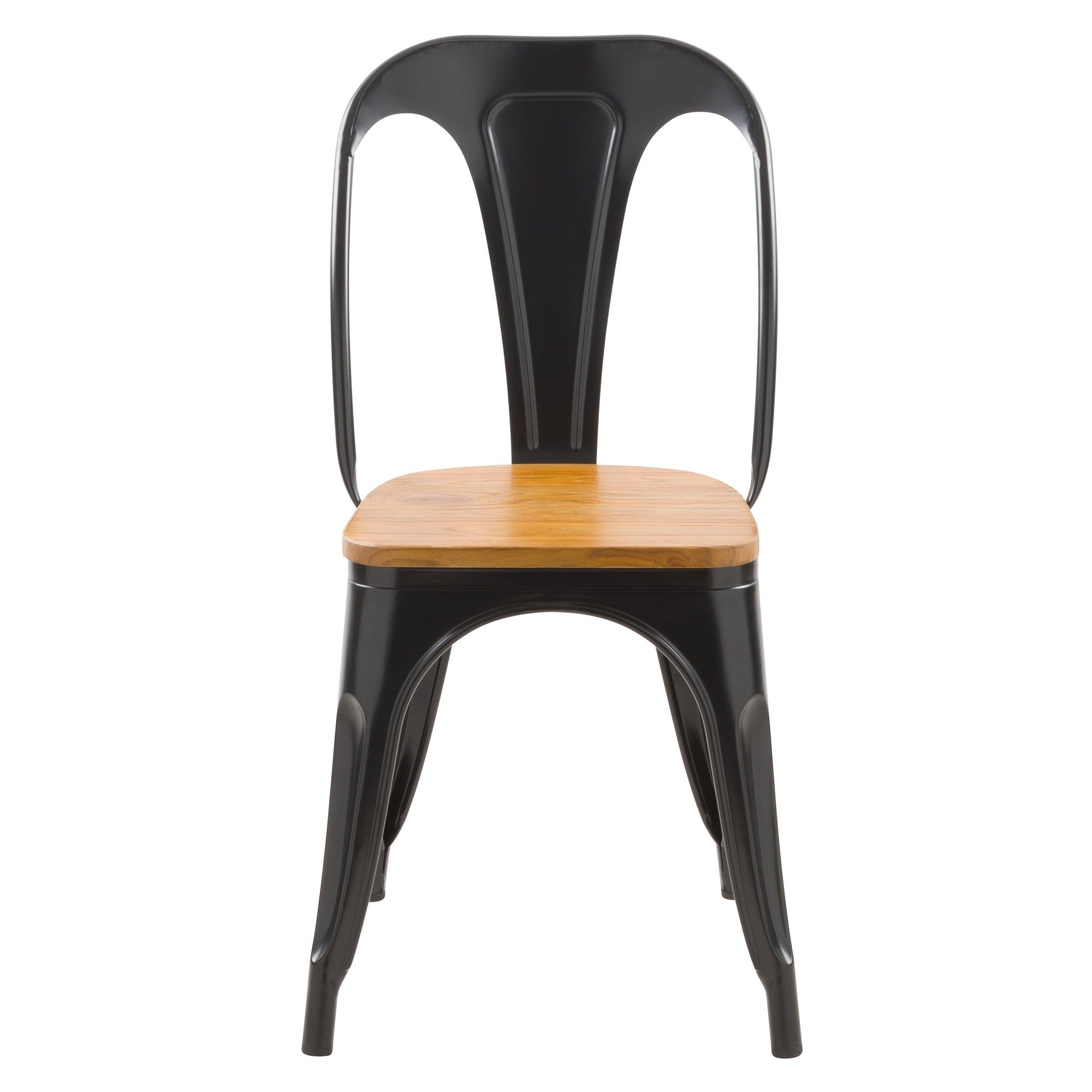 Voir la diapositive 5 : MAISON PAVANE Lot de 2 chaises en métal noir et bois d'orme-yoanna