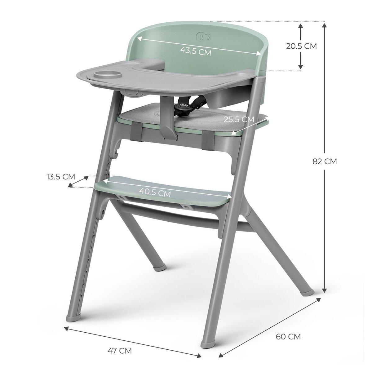 KINDERKRAFT Chaise haute 3 en 1 avec réglage de hauteur et transat