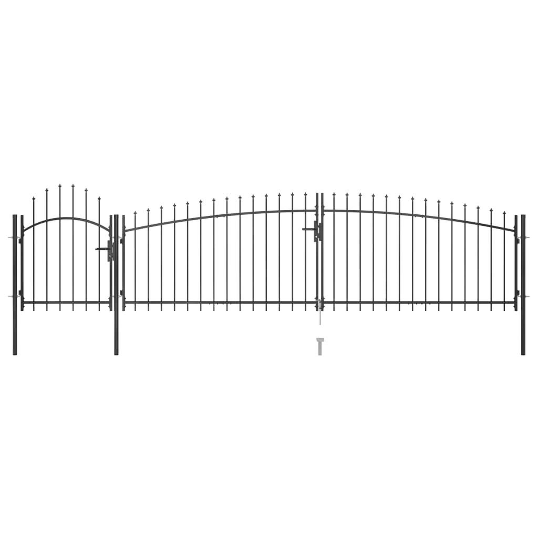 VIDAXL Portail de cloture de jardin avec dessus en lance 5x1,5 m Noir