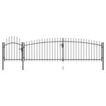 VIDAXL Portail de cloture de jardin avec dessus en lance 5x1,5 m Noir