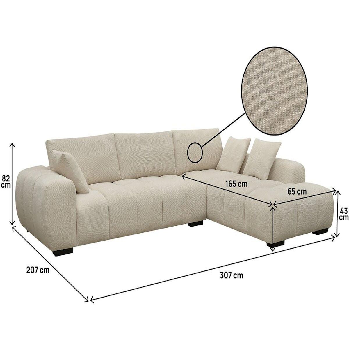 Habitat et Jardin Canapé d'angle Monceau  - 3 places - Beige