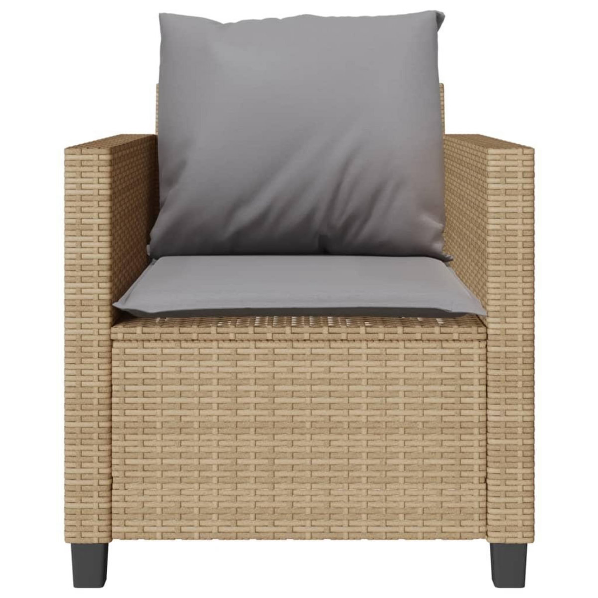 VIDAXL Ensemble de bistro 3 pcs avec coussins beige resine tressee