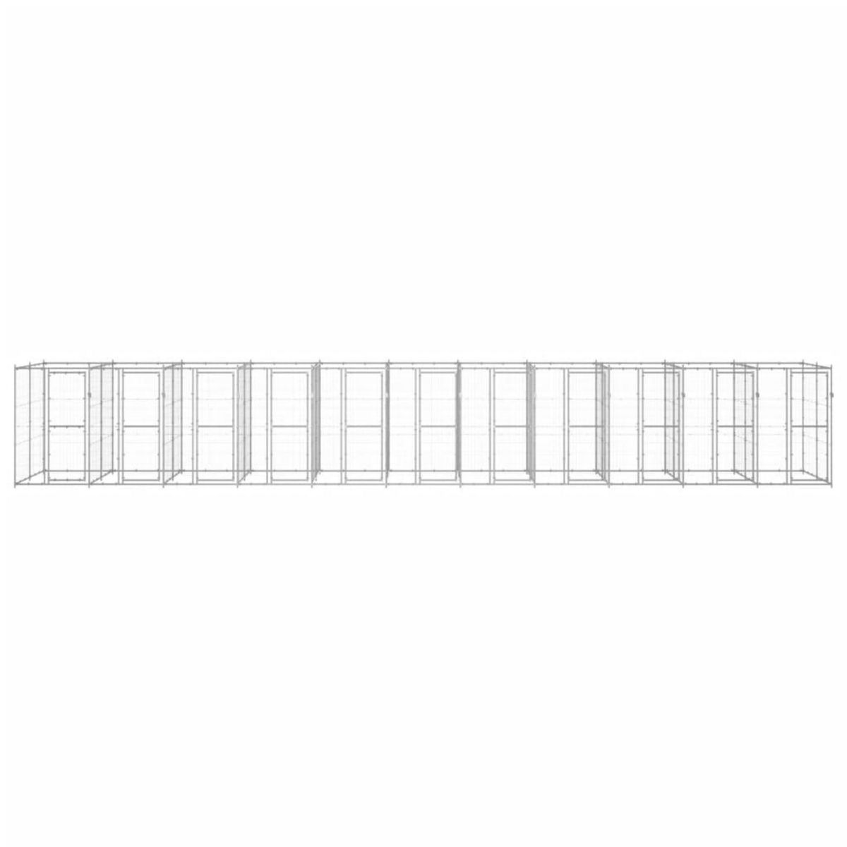 VIDAXL Chenil exterieur Acier galvanise 26,62 m²