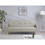 Voir la diapositive 2 : CONCEPT USINE Canapé scandinave convertible 3 places en tissu beige WOODEN