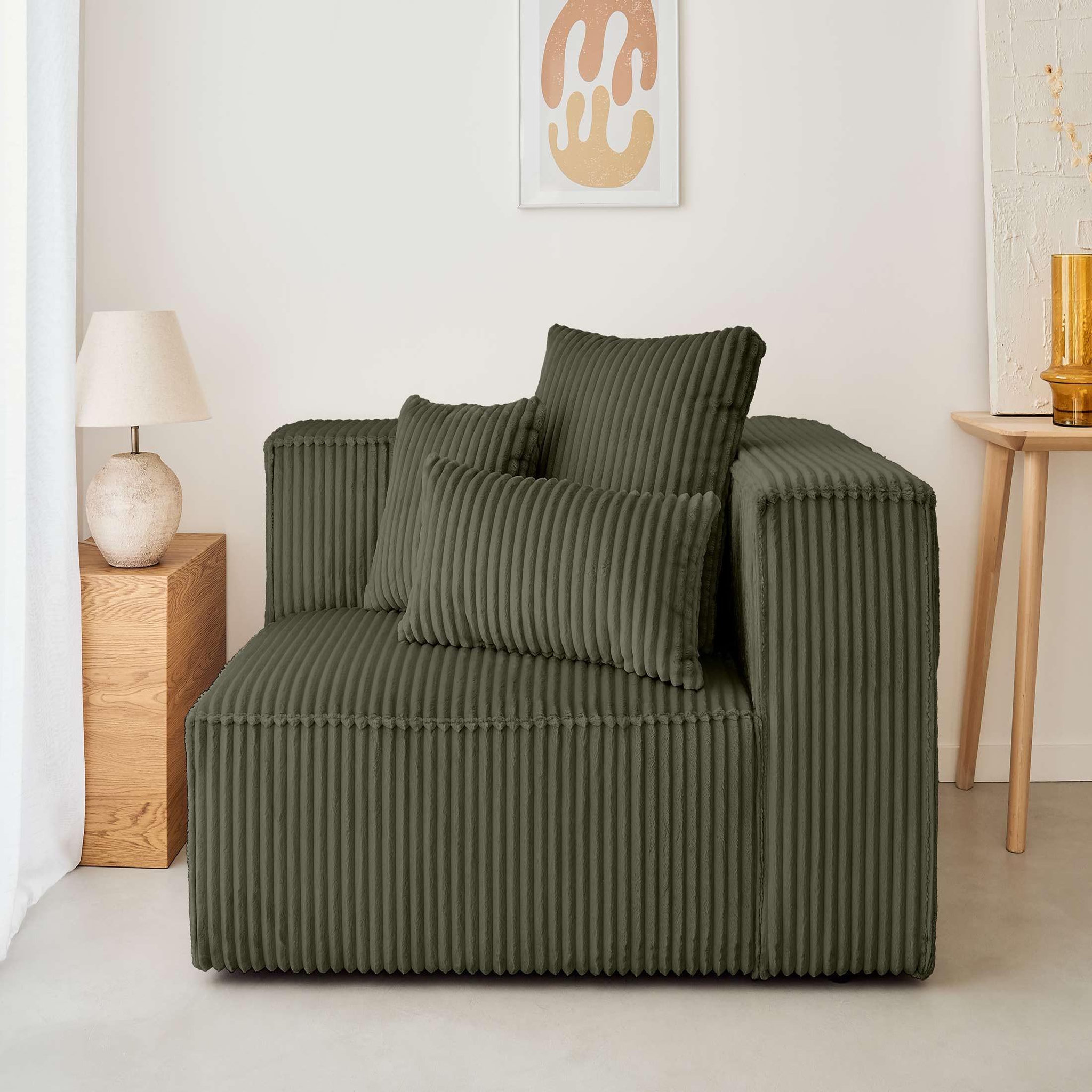 Voir la diapositive 2 : LISA DESIGN Colombine - module d'assise droit - en velours côtelé grosses côtes