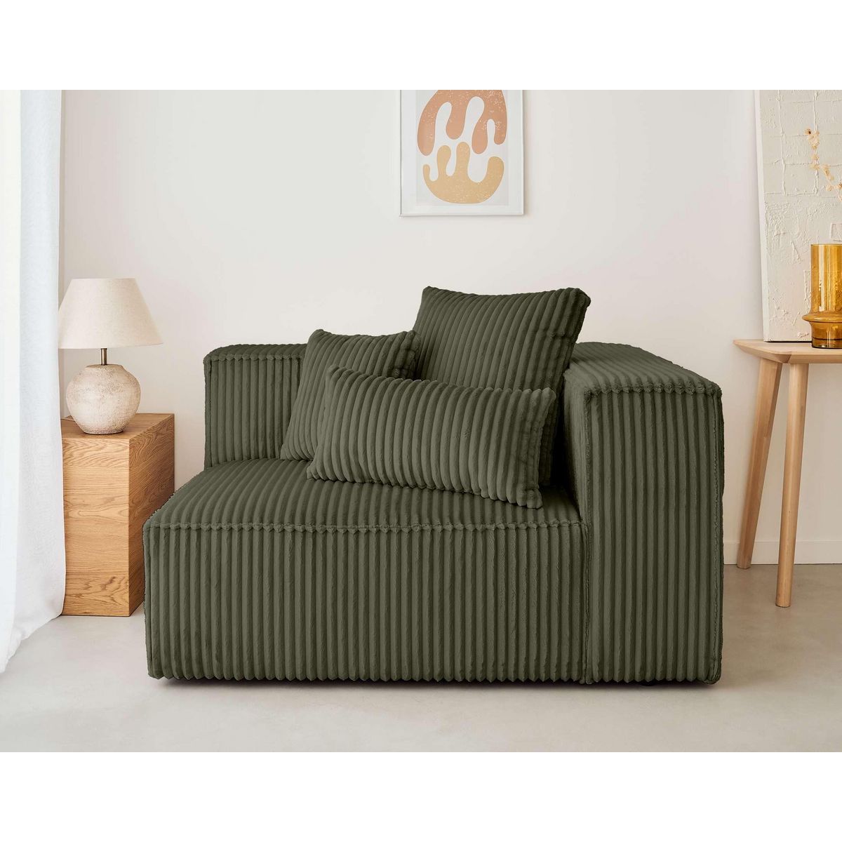 LISA DESIGN Colombine - module d'assise droit - en velours côtelé grosses côtes