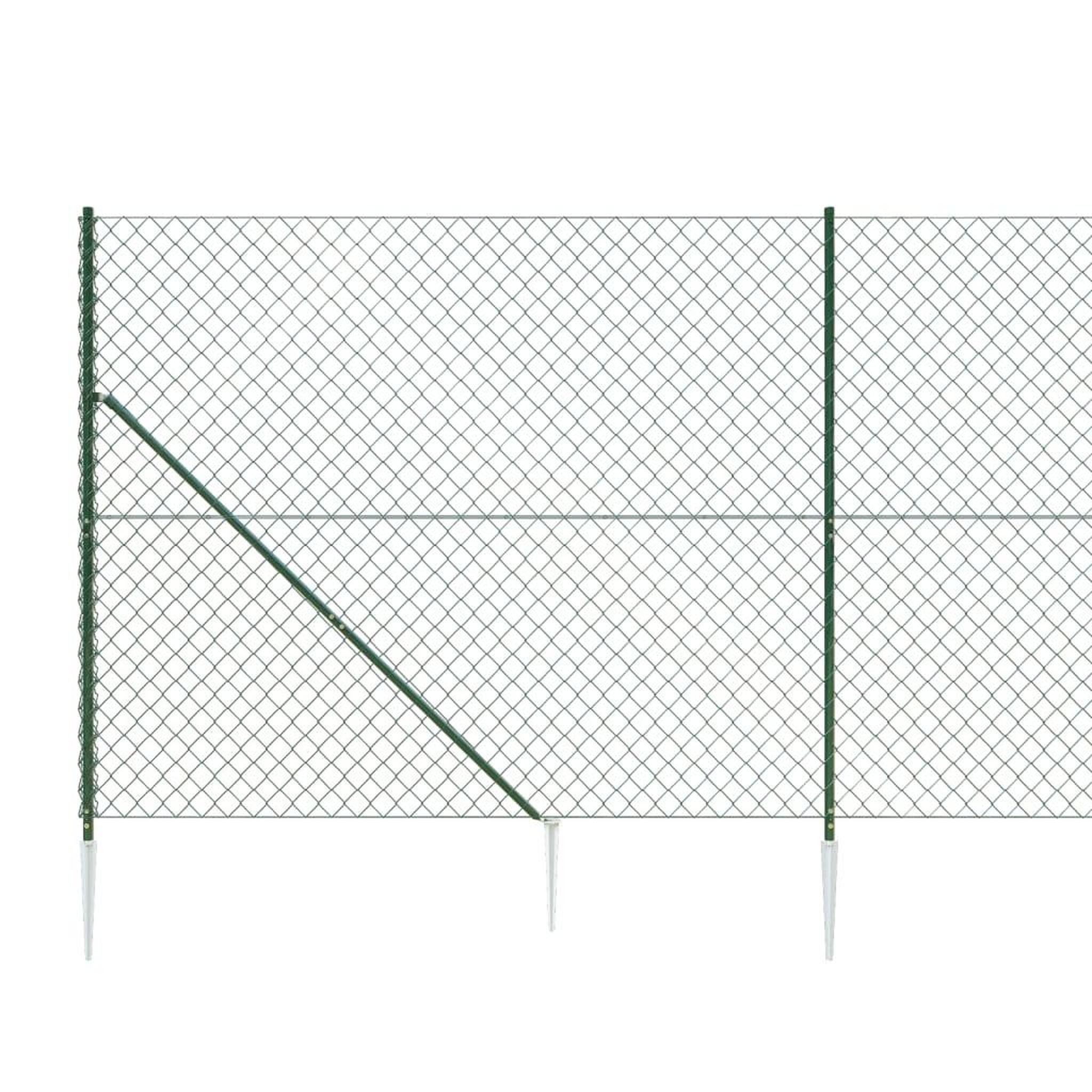 Voir la diapositive 4 : VIDAXL Cloture a mailles losangees avec piquet d'ancrage vert 0,8x25 m