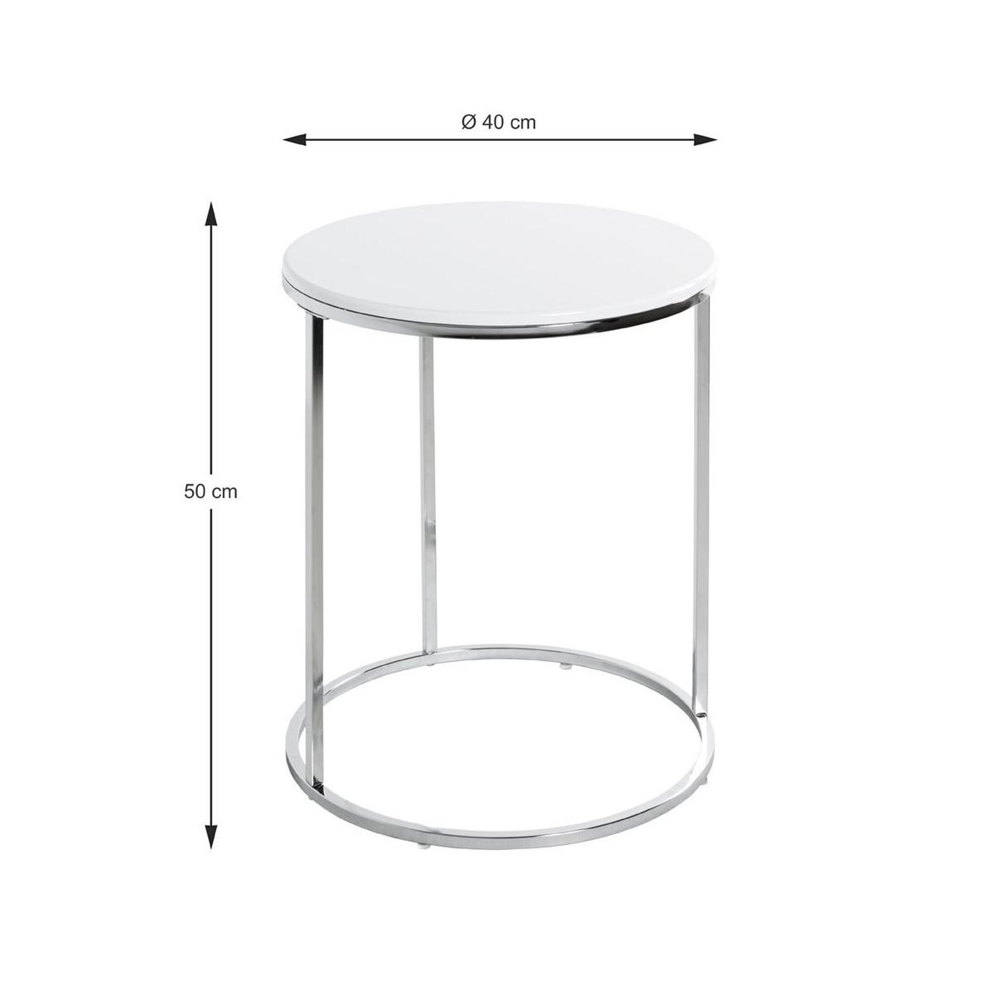 Voir la diapositive 2 : Paris Prix Table d'appoint design  zano  50cm blanc & argent