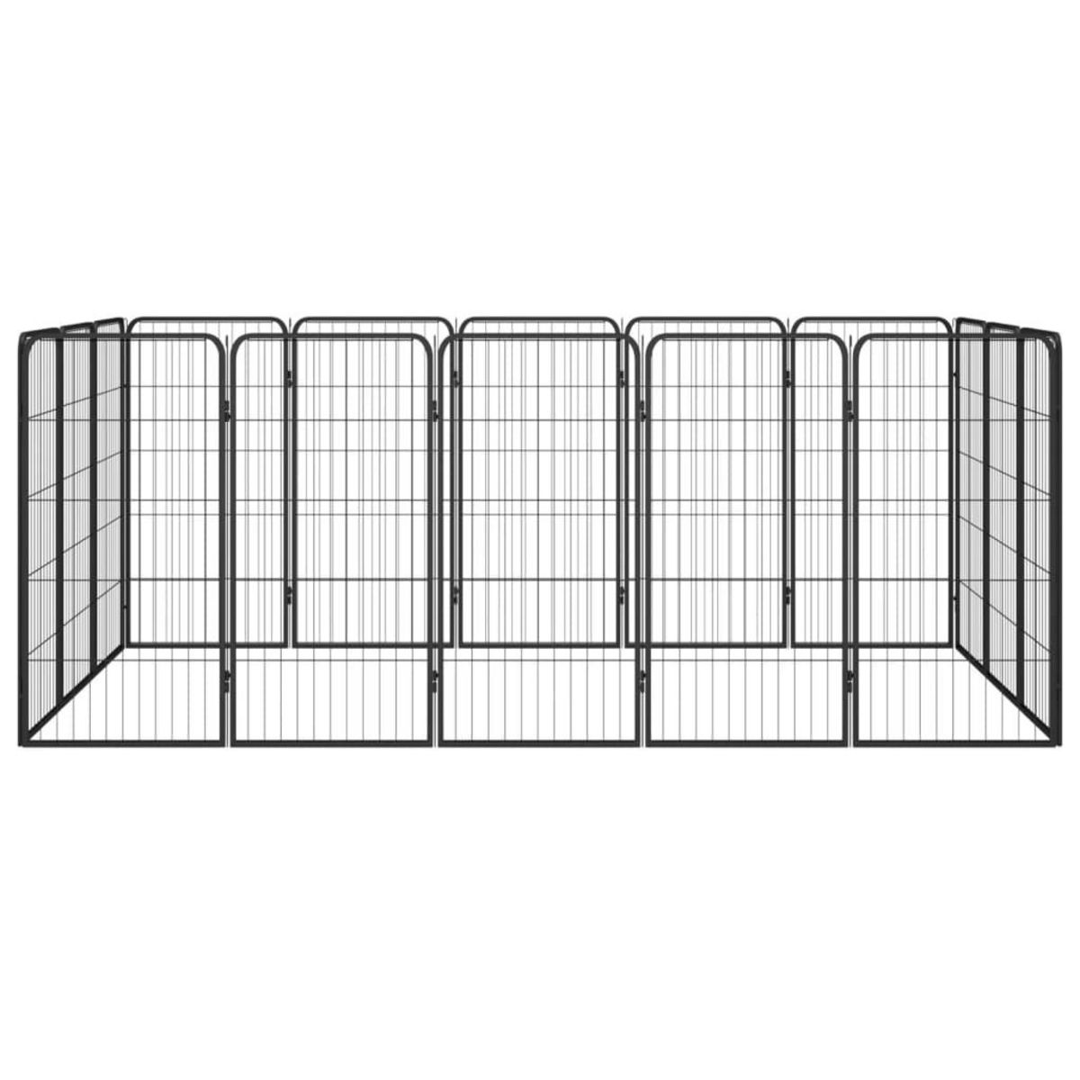 VIDAXL Parc pour chien 16panneaux Noir 50x100cm Acier enduit de poudre