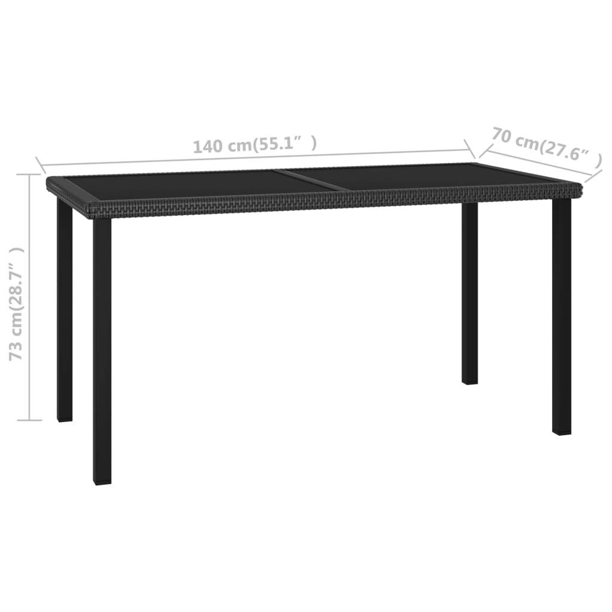 Voir la diapositive 5 : VIDAXL Table a dîner de jardin Noir 140x70x73 cm Resine tressee