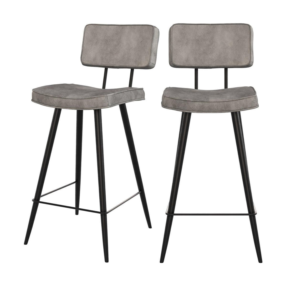 Rendez vous déco Lot de 2 chaises de bar mi-hauteur 66 cm cuir synthétique gris / noir - Texas