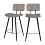 Voir la diapositive 1 : Rendez vous déco Lot de 2 chaises de bar mi-hauteur 66 cm cuir synthétique gris / noir - Texas