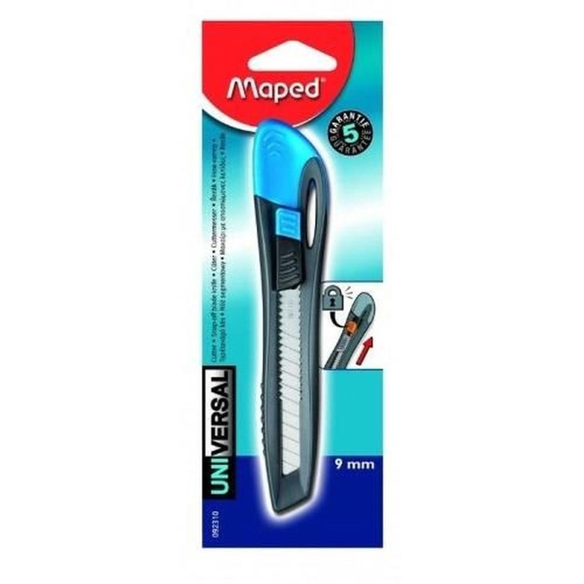 MAPED cutter plastique universel 9 mm lame acier avec verrouillage manuel rouge