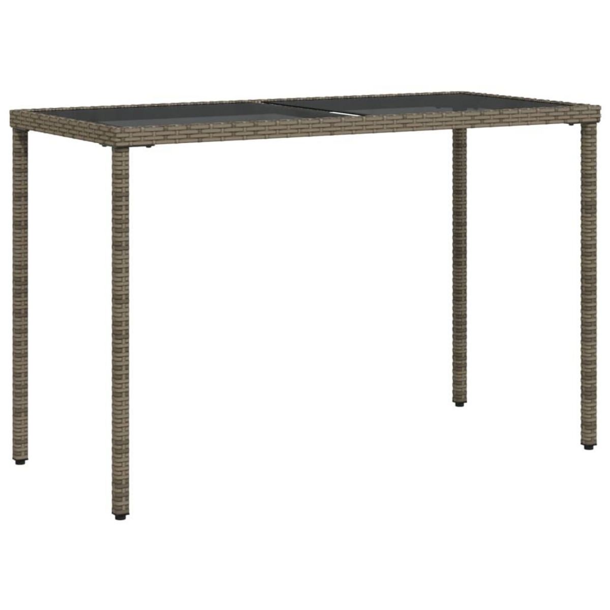 VIDAXL Table de jardin dessus en verre gris 115x54x74cm resine tressee
