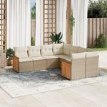 VIDAXL Salon de jardin avec coussins 8 pcs beige resine tressee